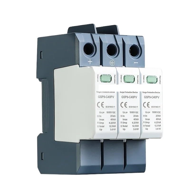 GSP9 3P Solar PV Low Voltage DC SPD Din Rail DC 600V 1000V 1500V 40KA Surge Arrester Lightning Protector(3P 1500VDC)