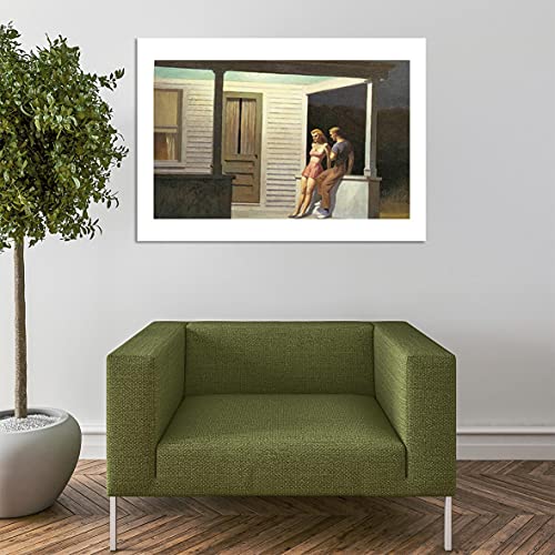 Toile Hopper Summer Evening petit cadre mat pour mur sans reflets