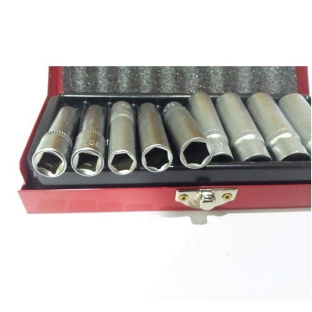 Lot De 9 Douilles Longues 5 à 13 Mm En Chrome Vanadium - Embout 6,35 Mm - Longueur 5 Cm - Parfait Bricolage & Usage Pro