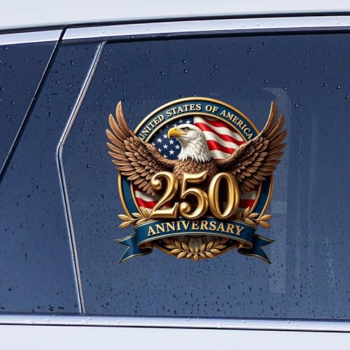 Image of 2pcs 250th Anniversary Car Decal Patriot Eagle with Statue of Liberty | Vinyl Decal for Car Truck Laptop 1776-2026 Bumper Sticker 250 Years USA Independence Day 10 inch