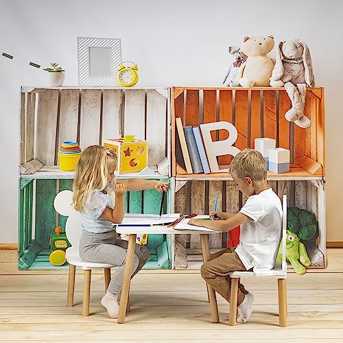 PlayPals Furniture Kindertisch, weißer Holztisch für Kinderzimmer 50 x 70 x 46 cm, Geschenk für Kinder 3-7 Jahre, Selbstbaumöbel - Tisch