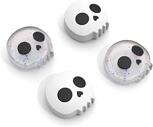 4PCS Halloween Switch Thumb Grips for Nintendo Switch Joy-Con Controller Joystick, Cute Soft Silicone Joystick Caps Cover Accessories Compatible with Nintendo Switch Joycon, Skull