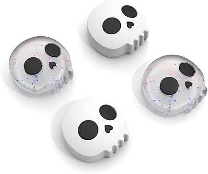 4PCS Halloween Switch Thumb Grips for Nintendo Switch Joy-Con Controller Joystick, Cute Soft Silicone Joystick Caps Cover Accessories Compatible with Nintendo Switch Joycon, Skull