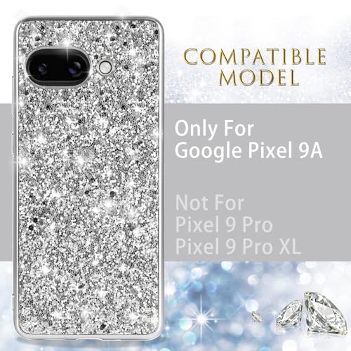 Coque Pixel 9A 5G silicone paillettes argent protection chic mate