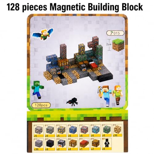 Image of Magnetic Building Blocks for Kids | 32 /48 /128 Pcs STEM Magnetic Tiles Pixelated Cube Construction Toy | Creative Learning Block Set for Boys & Girls Ages 3-10 | Birthday Gift | Blocks (48)