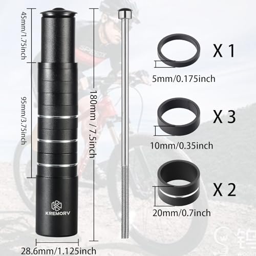 KREMORV Bike Stem Riser Extender Aluminum Alloy Bicycle Fork Stem Adapter for MTB Mountain Road BMX Bike