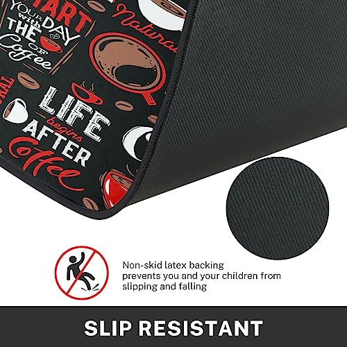 Tayney Coffee Doodle Kitchen Rugs And Mats Non Skid Washable Set Of 2, Life Begins After Coffee Kitchen Mats For Floor, Chocolate Cafe Kitchen Runner Rug, Funny Kitchen Decor #TOP3