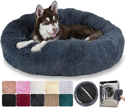 MCPTSN Dog Bed Small Dogs – Washable & Removable Round Dog Cushion, Dog Mat with Zip, Non-Slip Underside, for Large, Medium and Small Dogs (S: 60 cm, Brown)