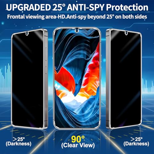 Image of 3 Pack Privacy Screen Protector for Google Pixel 10 Pro XL Tempered Glass + 2 Pack Camera Lens Protector, True 25Anti Spy, 9H+ Hardness, Fingerprint Unlock, Case Friendly Bubble-Free 6.8 Inch