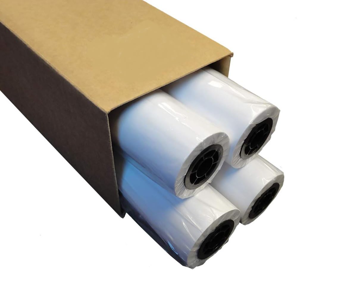 Carta Plotter JETCOLOR, 80 Grammi, confezione 4 rotoli, carta CAD bianca altezza cm. 61, metri 50 di lunghezza imbustati singolarmente