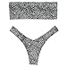 ZAFUL Women's Strapless Leopard Print High Cut Two Piece Bandeau Bikini Set (Black, S)