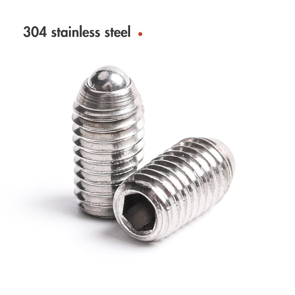Vis Piston Bille Ressort Vis à Piston à Bille Ressort En Acier Inoxydable M8 - Lot De 20, Longueurs De 10 à 30 Mm - Pour Positionnement Et Blocage Vis à Bille Pour Industrie Médicale