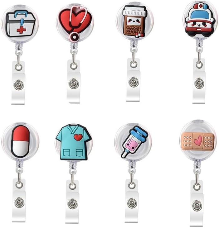 Porta Badge Per Infermiere, Clip A Coccodrillo Rotante In Acrilico Fibbia Facile Da Tirare Bobina Telescopica Per Dottore~p144663981 - Foto 3