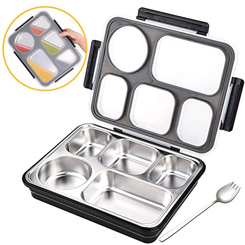 Moikin Bento Lunch Box, Leak-Proof Leakproof Entree Insulated 5 Compartment Lunch Boxes Container