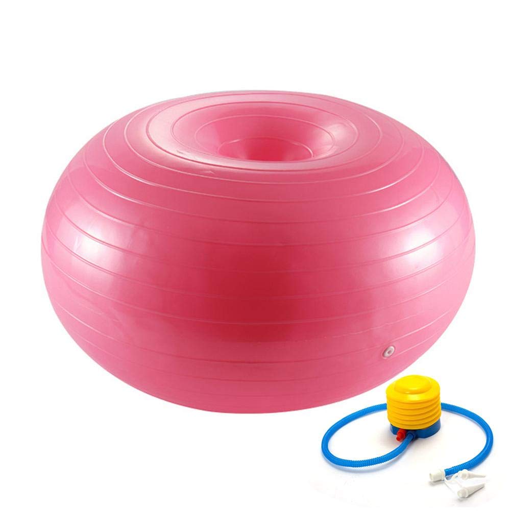 IRIS Fitness Exercise 50 cm Donut Yoga Ball Workout Core Training Stability Ball for Yoga Pilates Balance Training with Inflatable Pump (Pink)-picture-26