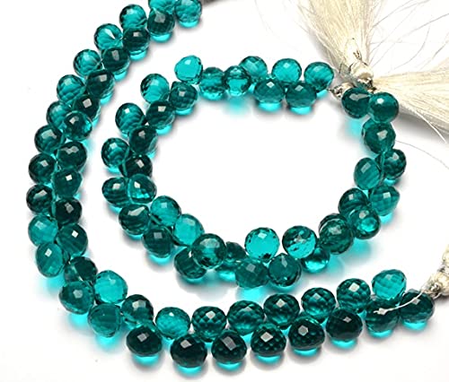 Perles de quartz hydro couleur apatite 8mm à facettes briolette au perçage précis
