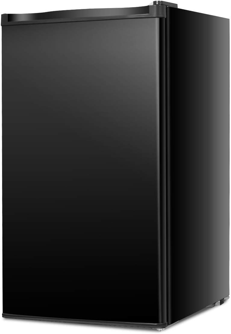 3.2 Cu.Ft. Mini Dorm Compact Mini Dorm Small Unit Small Single Door Freezer Cooler Refrigerator for Dorm, Garage, Camper, Basement or Office Black