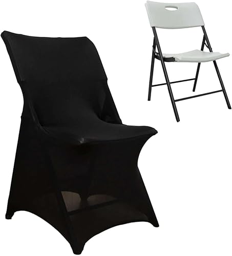 Efavormart - Funda para silla plegable de licra elástica negra con bolsillos para los pies