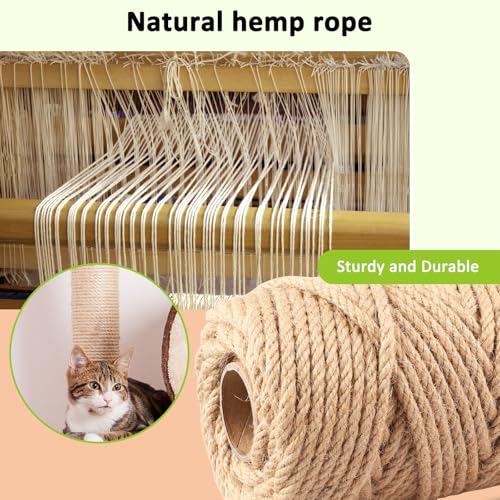 Miniatura 7 de Zosenyer Cuerda Rascador Para Gatos De 50m, La Cuerda De Yute Es De 6mm, La Natural De Cáñamo De Espada Es Muy Adecuada Para Hacer Poste Rascador Para Gatos, Bricolaje De Jardín Marrón