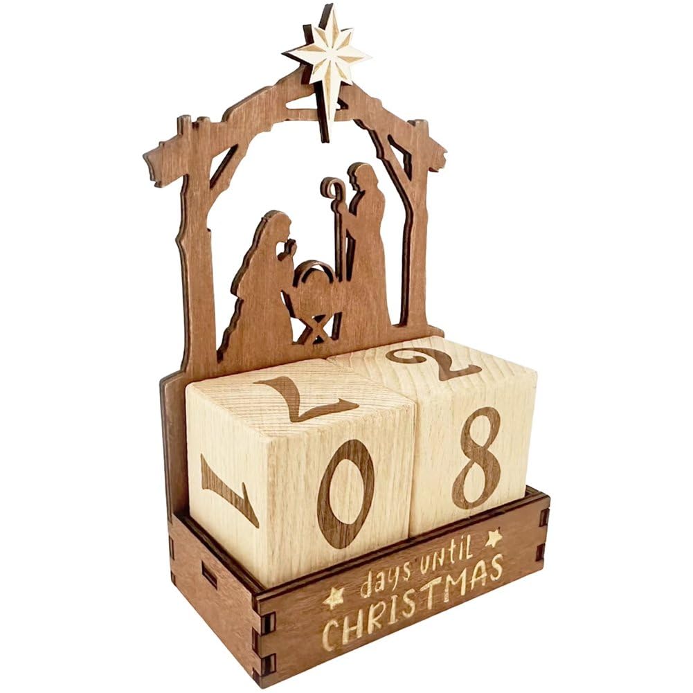 Ornement pour fête et calendrier de l'Avent en bois pour toute la famille