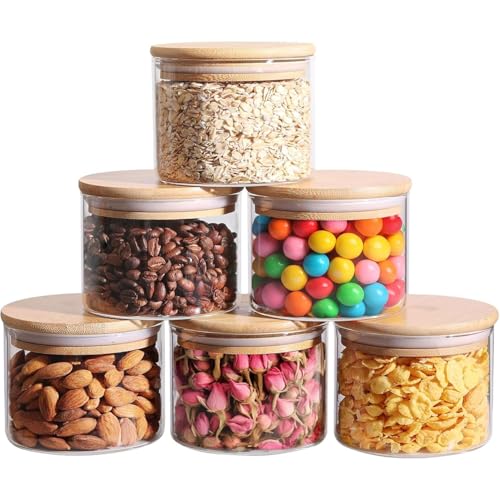 Image of ComSaf Glass Storage Containers with Lids 0.5 Qt, 6 Pack Small Glass Jars