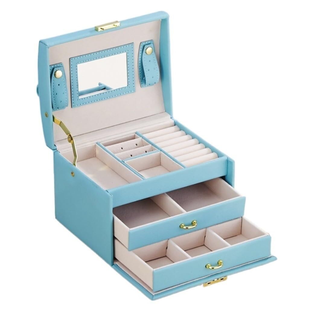 Boîtes à bijoux pour femmes : coffret de rangement luxe à double tiroir