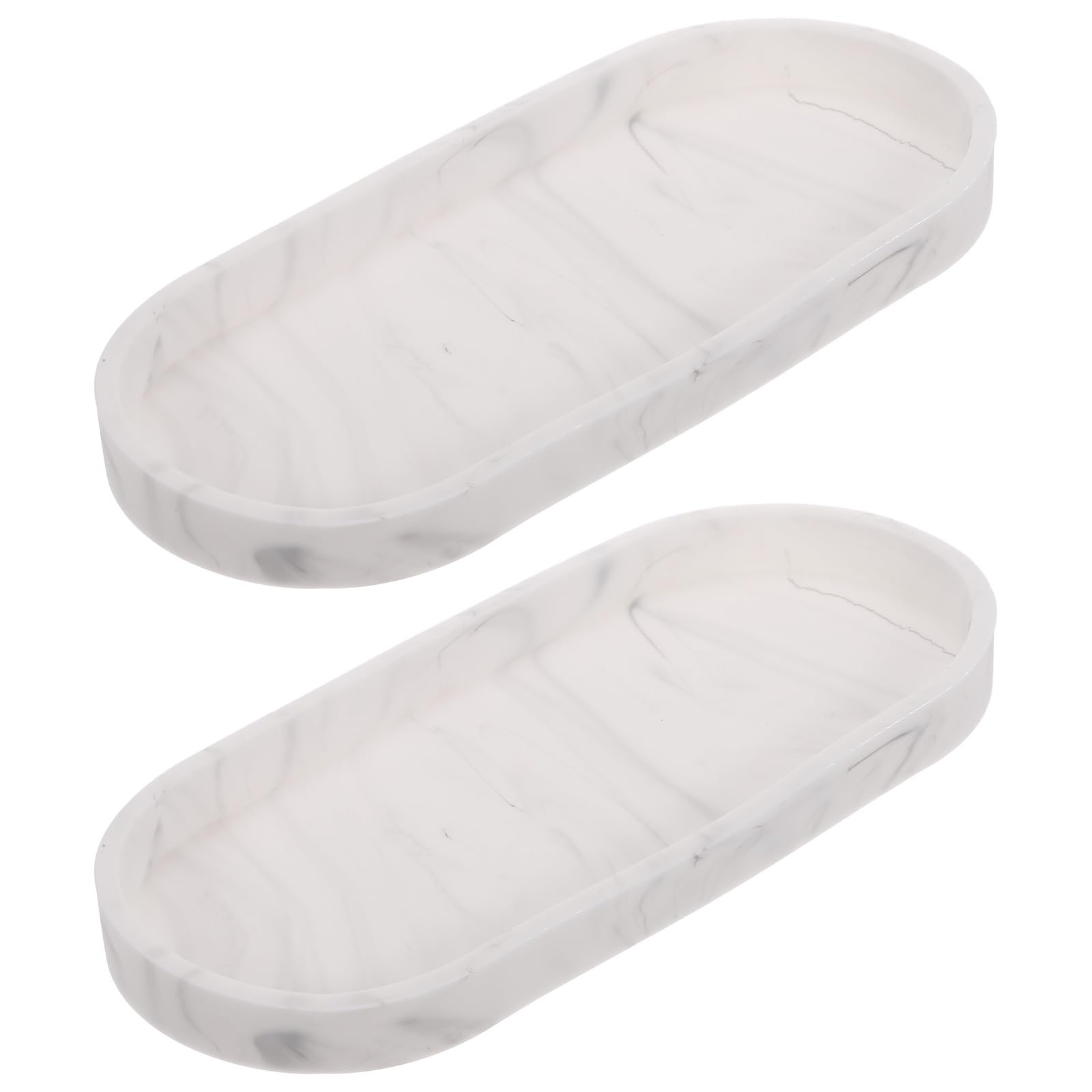 Plateau de courtoisie en silicone blanc marbré pour savon et clés de maison