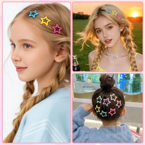 Set de 100 pinzas de cabello en forma de estrella coloridas miniatura 6