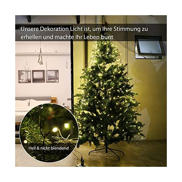 CRRXIN Weihnachtsbaum Lichterketten, 2M 16 Stränge Weihnachten Lichterkette 400 LEDs mit 8 Modi und Zeitfunktion, LED… – Bild 4