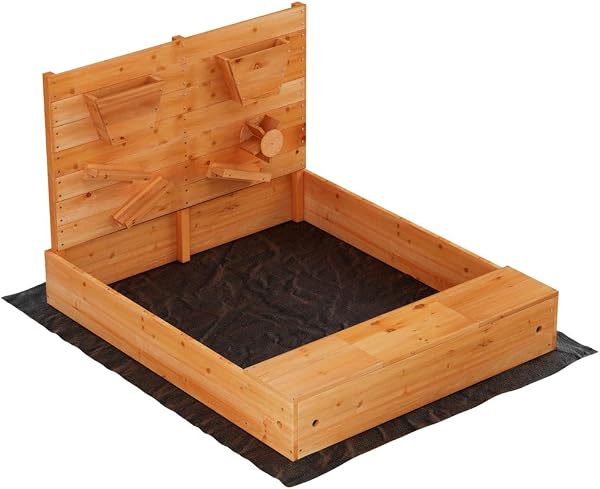 Keezi Kids Wooden Rectangle Sand Pit with sand wall