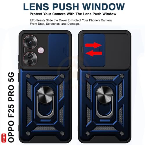 Image of Armor Bumper Back Cover Case for Oppo F25 PRO 5G | Rotating Camera Cover, Ring Holder & Kickstand | Heavy Duty & 360 Degree Protection Oppo F25 PRO 5G Back Cover (Blue)