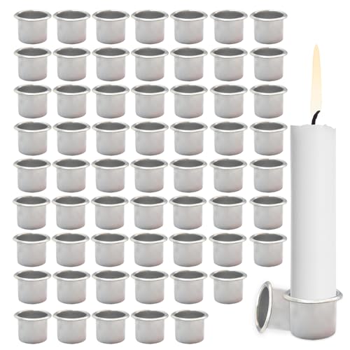 60 Stück Kerzenhalter für Stabkerzen, Teelichthalter Metall, Stabkerzen Halter, Kerzentülle 22mm für Hochzeit Geburtstag Tischdekoration, Wohnzimmer Kerzenhülsen, Antragszeremonie, Weihnachtsfeier