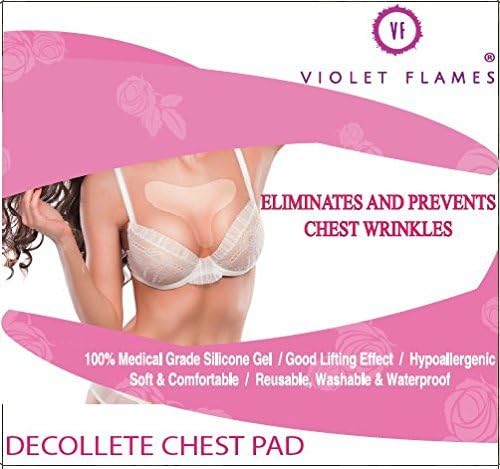 Violet Flames Anti Wrinkle Chest Pads – 1 Pcs of 100% Medical Grade - Reduces Fine Lines While Sleeping - See Results After First Use - Clear & Reusable