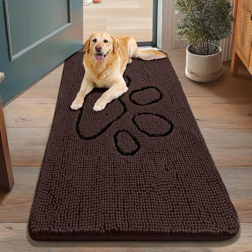 Smiry Dog Door Mat for Muddy Paws, Absorbent Non Slip Dirt Trapper, 48x30