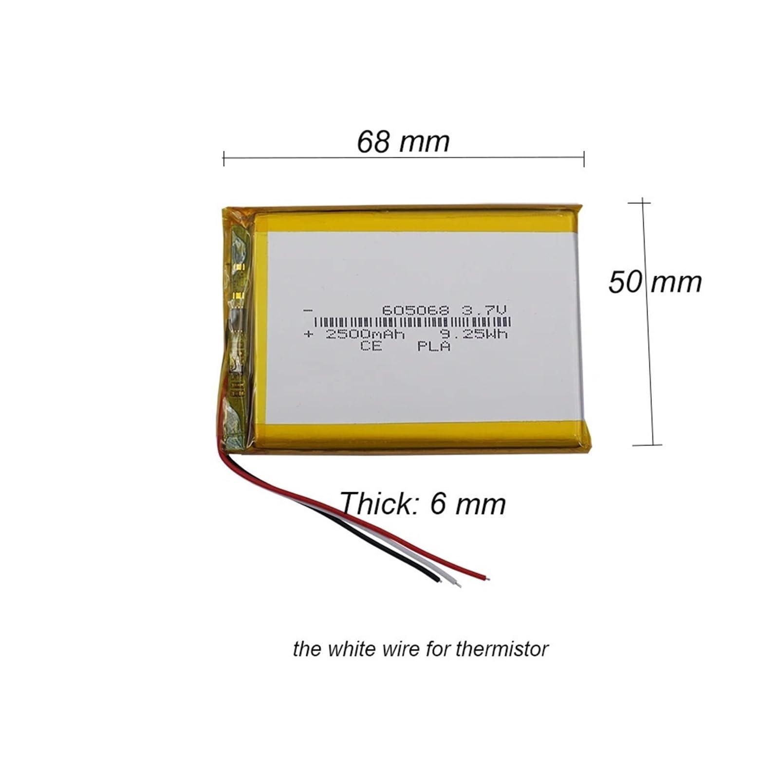 605068 3,7 V 2500 mAh, 1 pièce