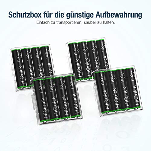 HiQuick Micro AAA Akku, NI-MH 1100mAh wiederaufladbar Batterien, geringe Selbstentladung 1,2V Akku, 16 x Micro AAA mit… – Bild 7