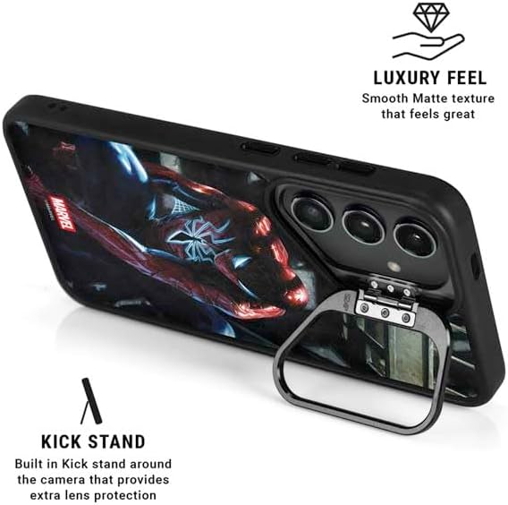 Skinit Kickstand Phone Case Compatible with Galaxy S24 FE - Officially Licensed Marvel Spiderman New Suit Spiderman Design