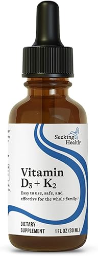Seeking Health Gotas de Vitamina D3 + K2 – Vitamina Líquida D y K Apoya la Función del Sistema Inmunológico y la Salud Ósea – Ayuda a la Absorción