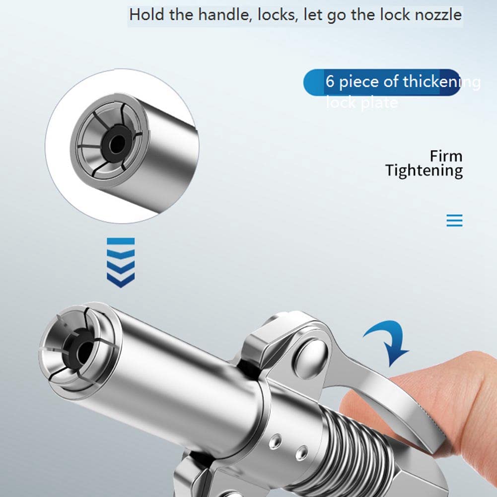 Bloepum 10000 PSI Double Handle Stainless Oil Injector Nozzle Heavy-Duty Quick Lock NPTI/8 Grease Tool Tip