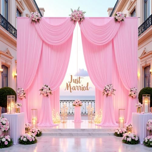 Cortina de fondo rosa para fiestas 10ftx15ft sin arrugas miniatura 3