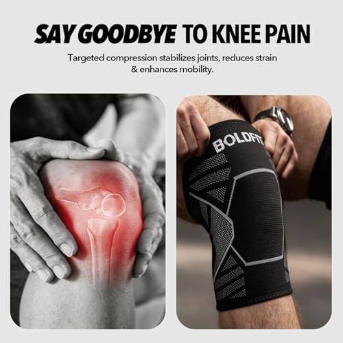 Image of Boldfit Orthopedic Knee Caps for Men & Women | Knee Support for Pain Relief, Gym, Running, Arthritis & Workouts | Anti-Slip Knee Sleeves for Squats, Sports, Badminton - Grey- Small