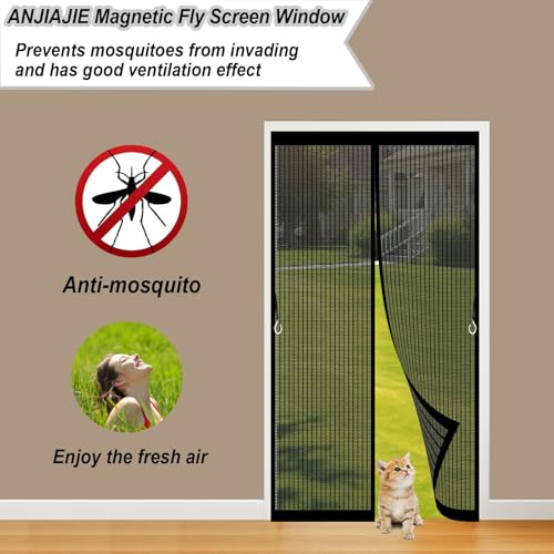 Moustiquaire de porte magnétique 85x208 cm avec rideau noir anti-insectes à fermeture automatique