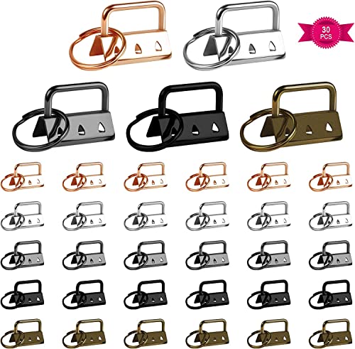 Bigxin 32pcs Hardware para Llavero Herramienta para Correa de Muñeca Llavero, Herrajes para Cierre de Cordón, Llavero para Reparar y Confeccionar Carteras,Pulseras, Carteras,Listados,Bolsos
