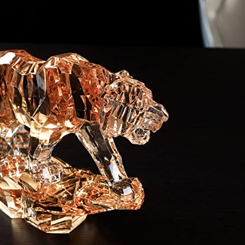 Beaulemna Acrylic Tiger Figurine Glass Collection Ornament Statue Animal Collectible Table Decor Home Decor (Amber) #TOP5