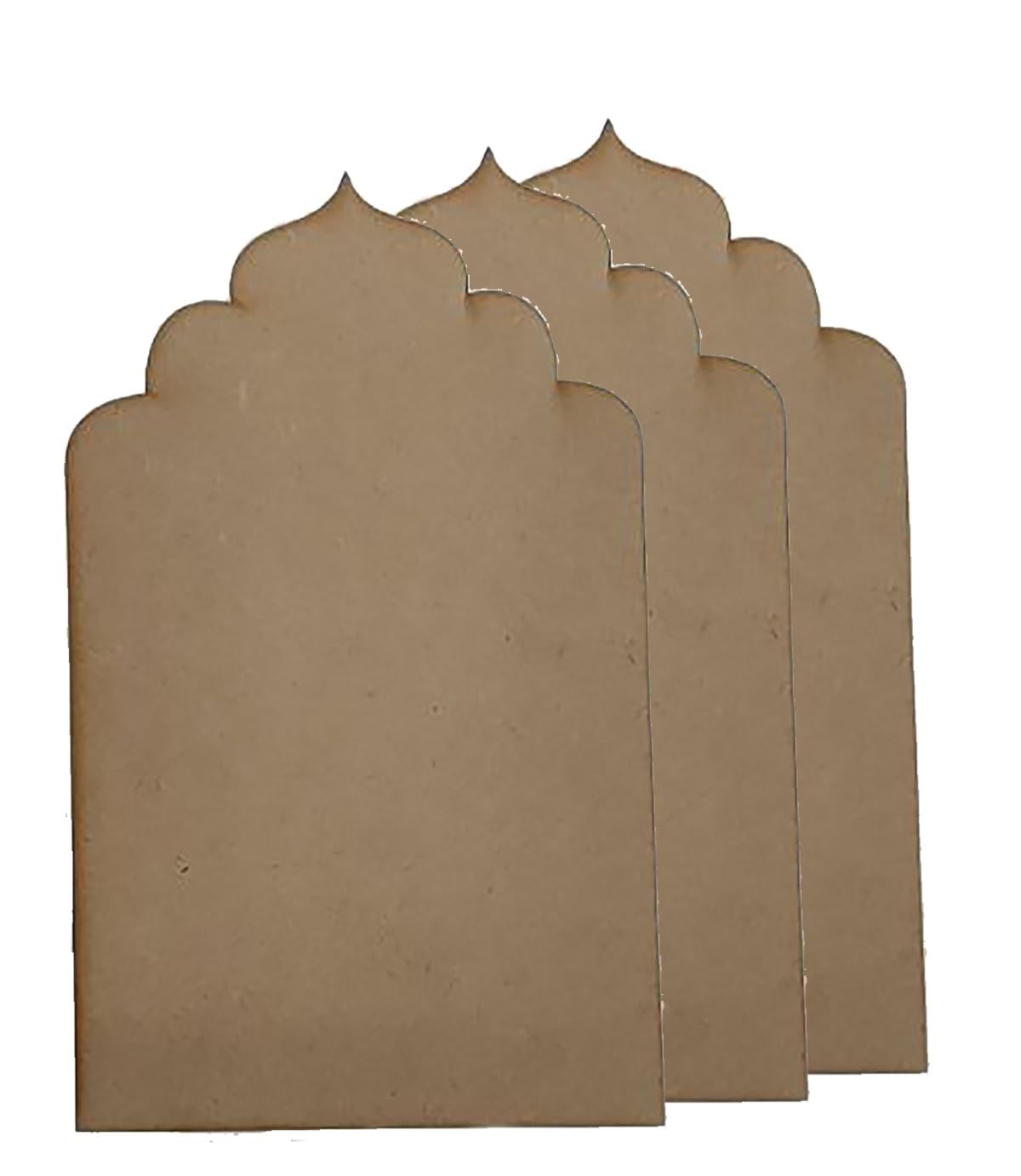 American Elm Pack of 3 Plain jharokha Base MDF Cutout for DIY Art and Craft Wall Hanging Decorations, DIY Work L X H 6.7 X 9.9 Inch