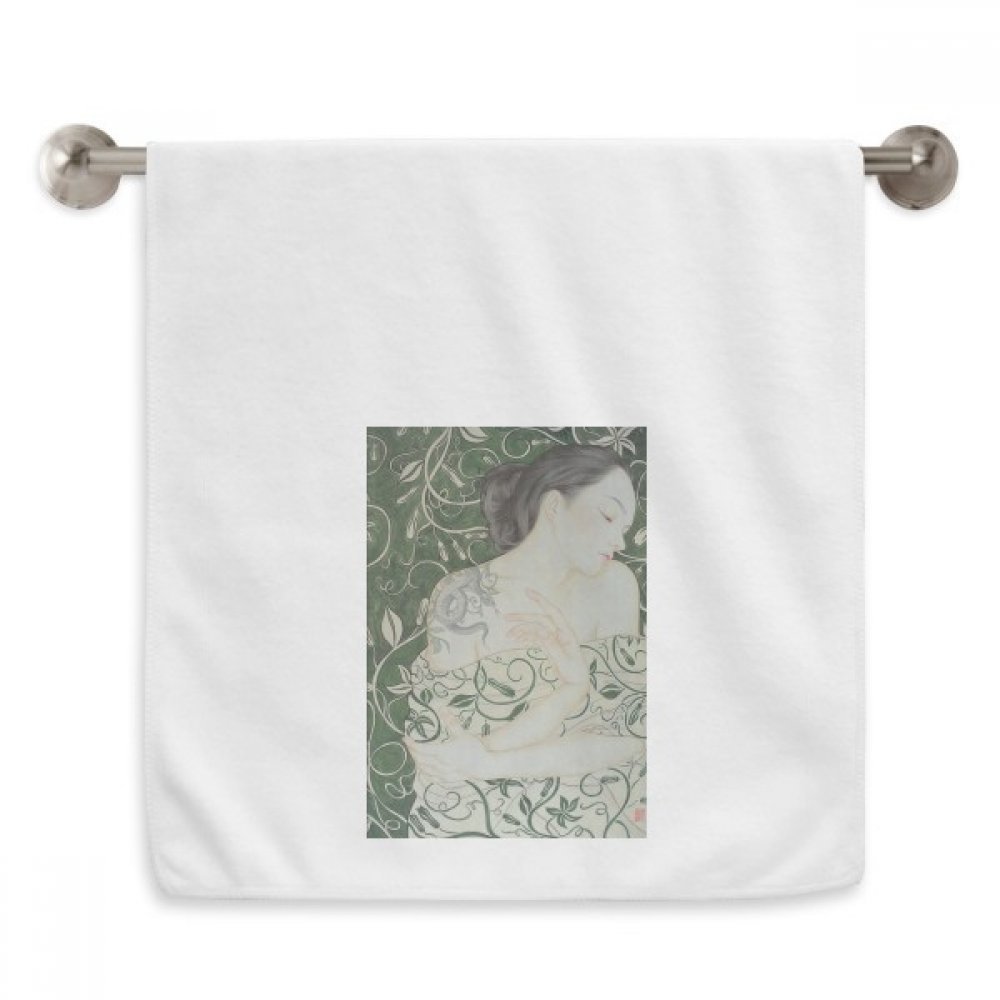 Serviette de toilette blanche aquarelle motif diadème 13x29 pouces