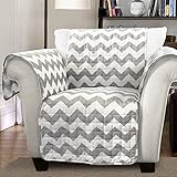 Lush Decor Chevron Slipcover/Furniture Protector for Armchair, Gray/White