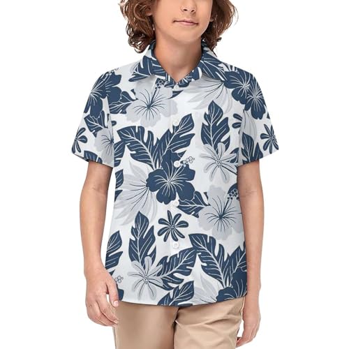 Boys Coconut-Palm Hawaiian Shirt Short Sleeve Button Down Shirts Summer Beach Shirts Tops for Kids Teens