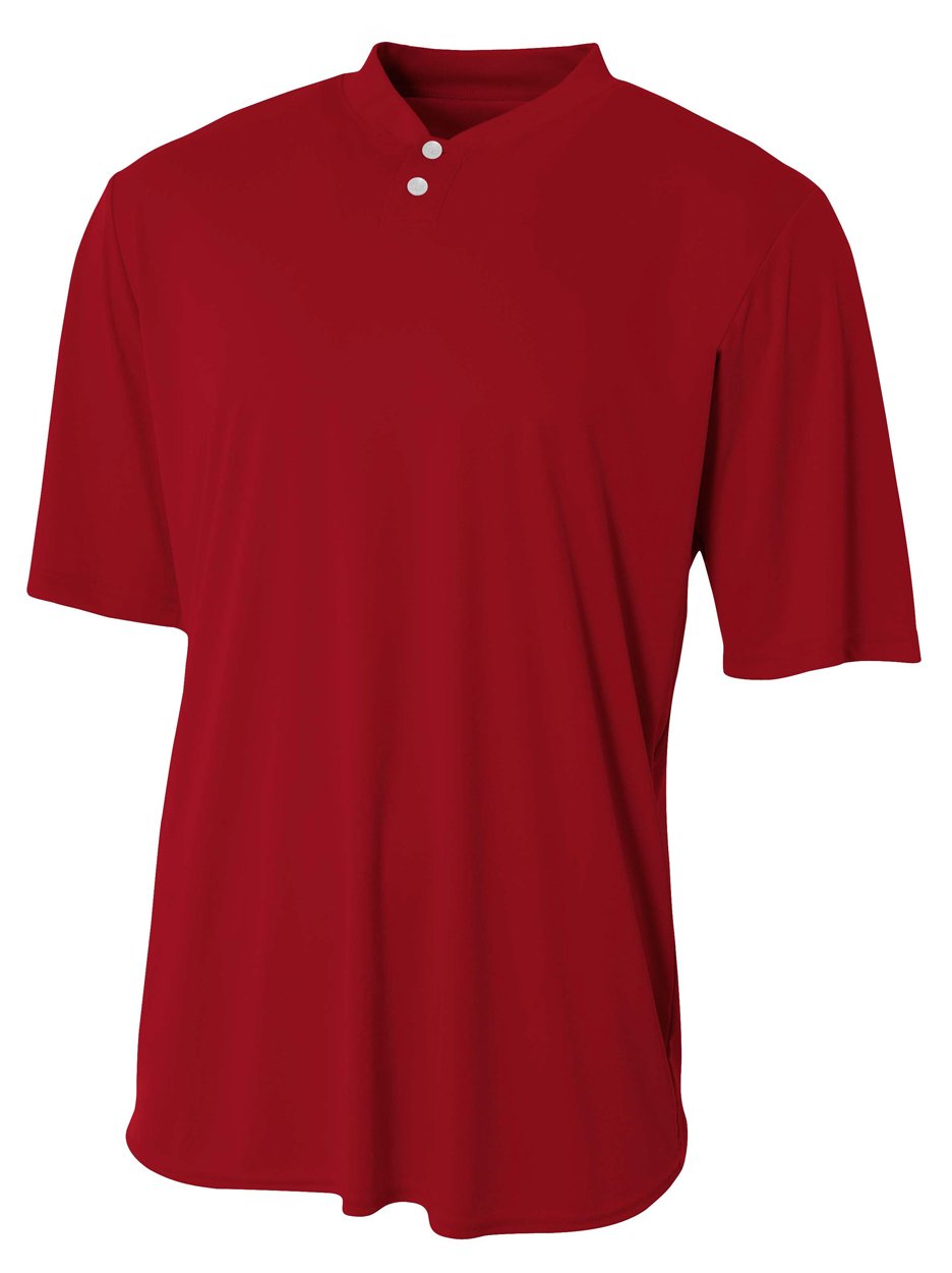 A4 Mens Tek 2-Button Henley, 2XL, Cardinal