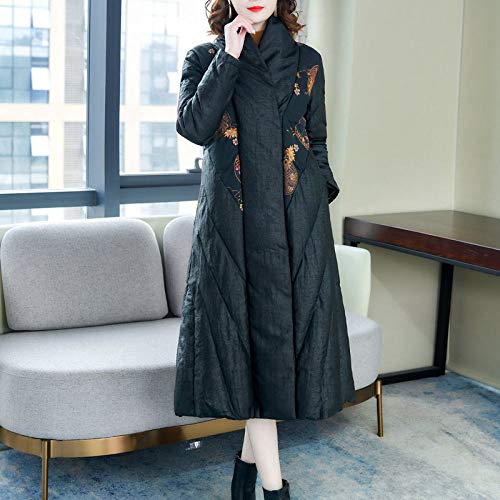Manteau floral doudoune femme ultra-légère chaude veste mi-longue hiver pour camping et rando